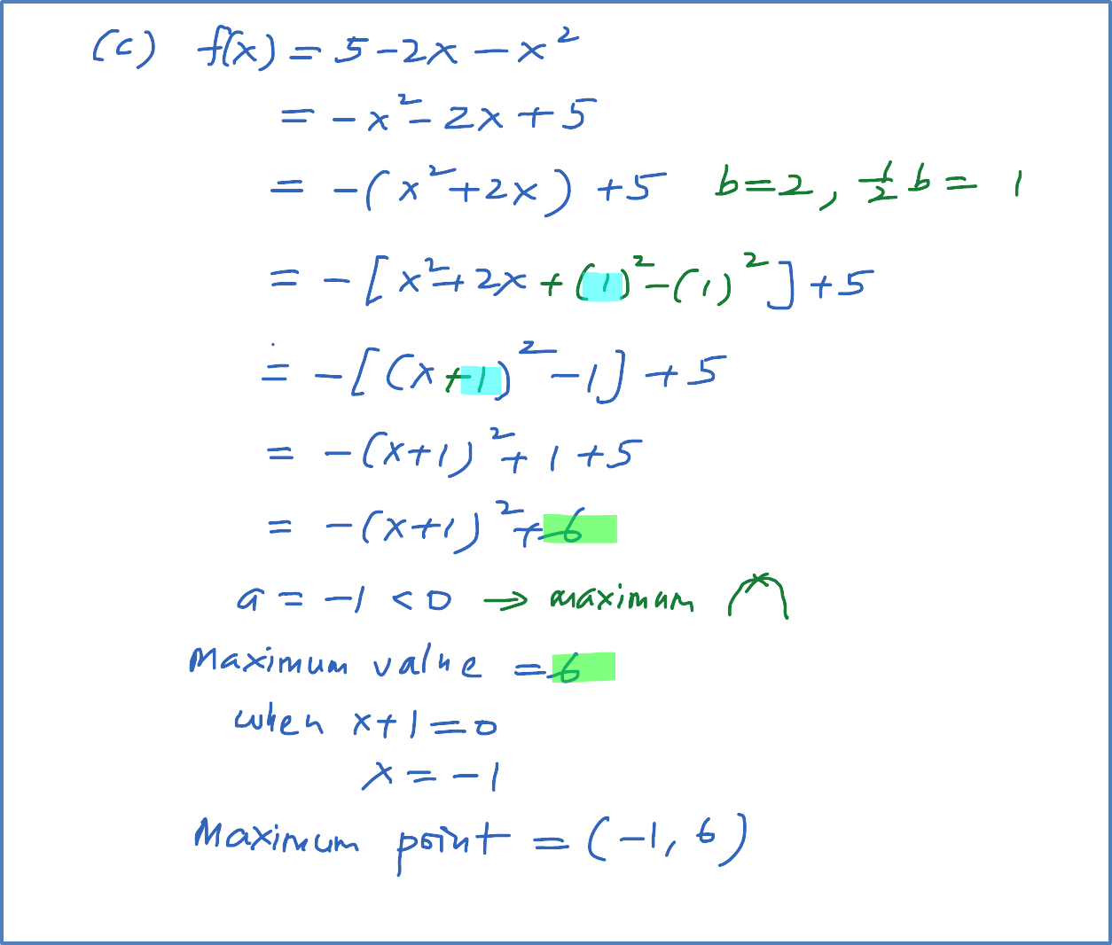 3 3a Finding The Maximum And Minimum Points Of Quadratic Function Using 