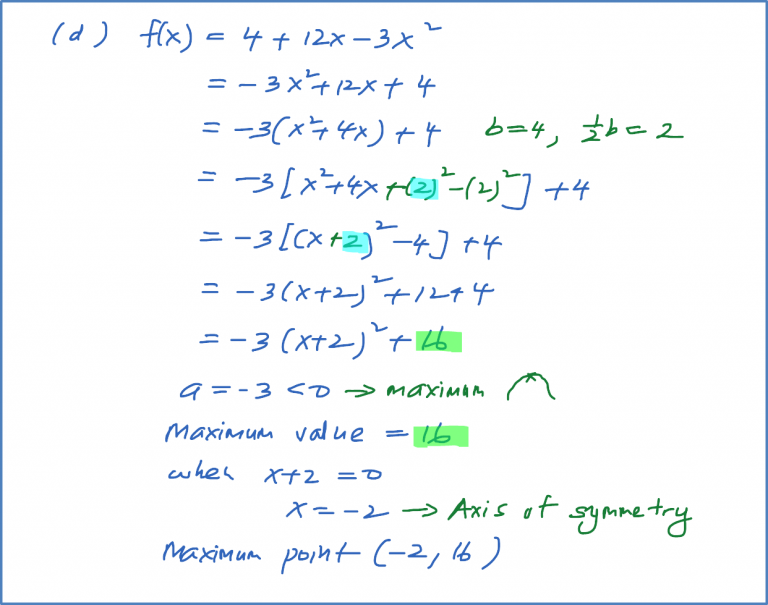 3.4.1 Example 1 : Finding the Maximum and Minimum points of Quadratic ...